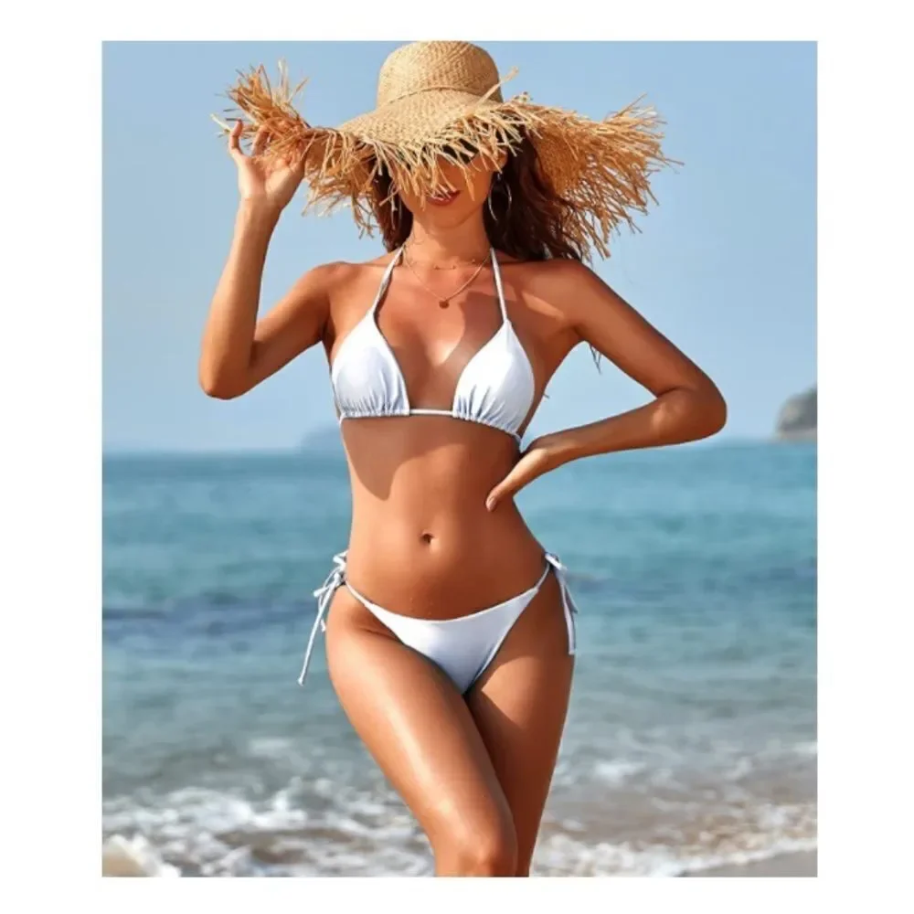 Plus Sized Sexy white thong bikini